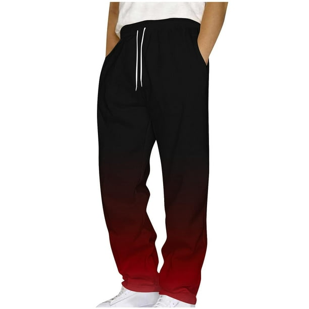 Pantalones largos para hombre, con bolsillos, informales, a la moda, con estampado degradado, cintura elástica, rectos, de poliéster.