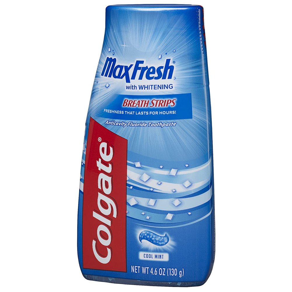 Colgate Max Fresh Liquid Toothpaste with Mini Breath Strips Whitening, Cool Mint, 4.6 oz
