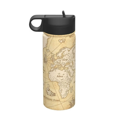

Goofa World Map for Insulated Kettle 18oz Water Bottle Insulated Tumbler with Handle & Flip Straw - Fits in Cup Holder Leak Resistant Tumbler