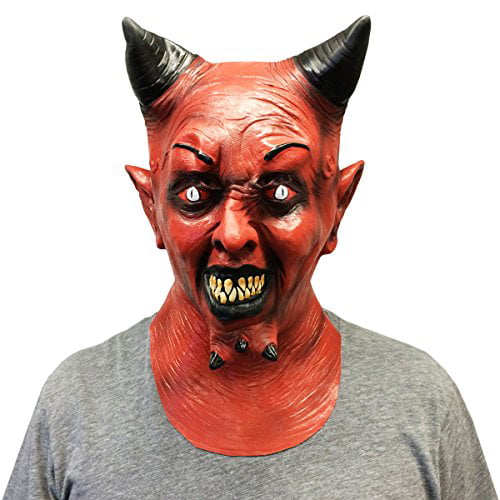 Creepy Red Horned Devil Adult Face Mask - Off the Wall -