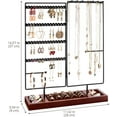 thumbnail image 4 of Organizador Exhibidor Joyero Estante de 6 niveles con 144 Agujeros de Aretes Pendientes con Bandeja para Anillos Collares -Negro,Negro, 4 of 6