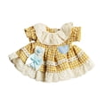 thumbnail image 3 of Vaveren Bear Doll Dress Clothing Educational DIY for 12cm Dolls Yellow grid, 3 of 8