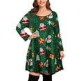 thumbnail image 1 of Bellella Robe de Noël pour Femmes Grande Taille Imprimé Flocon de Neige Robe de Noël Longueur Genou Manches Longues Col Rond Ample Élément Femme F TG, 1 of 3