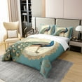 thumbnail image 2 of Peacock Bedding Set Aesthetic Animal Comforter Cover Dragonfly Decor,Watercolor Feather Duvet Cover Vintage Rustic Flowers Leaves Bed Set Queen,Farmhouse Farm Animals Rustic Decor Green, 2 of 6