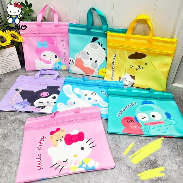 Mochila Kawaii Sanrio Hello Kitty My Melody Kuromi Cinnamoroll, bolsa de almacenamiento de papelería de papel A4, bolsos, juguetes para niños, regalo2719