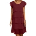 thumbnail image 1 of Vestido de verano de gasa con estampado floral para mujer - Cuello redondo, manga corta, minivestido con volantes - Ligero y transpirable - Versátil para eventos diurnos y nocturnos - Tallas S-XXXXXL, 1 of 5