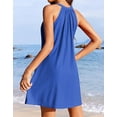 thumbnail image 4 of Women's Eyelet Swimsuit Cover Up Pleated Front Halter Dress Sleeveless Summer Beach Cover Up Shermie, 4 of 4