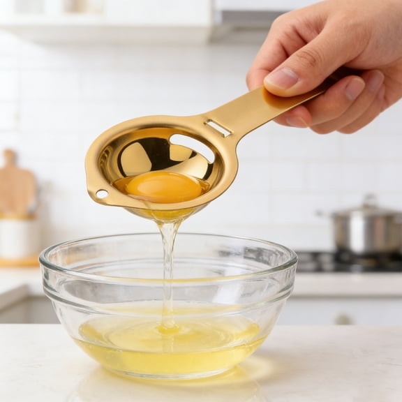 Stainless Steel Egg Separator Yolk & Egg White Strainer For Baking Cooking & Recipes Tableware 3.1" x 2.8" Gold