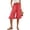 5# Watermelon Red, variant on Cotton Linen Pants Women Summer Casual Pull on Wide Leg Drawstring Elastic Waist Petite Ruffle Hem Capri Pants with Pockets Gray S
