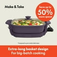 thumbnail image 3 of bella 12" Make & Take Electric Skillet with EverGood™ Ceramic Nonstick Coating, Adjustable Temperature, Dishwasher-Safe Glass Lid, Plum, 3 of 9