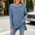 thumbnail image 2 of TJAZFJPA Chandails à Enfiler Grande Taille pour Femmes Chandail à Col Rond pour Femmes à Manches Longues T-Shirt Fendu en Fourrure Haut Chandail Épais Femmes Chandails à Enfiler pour Femmes, 2 of 6