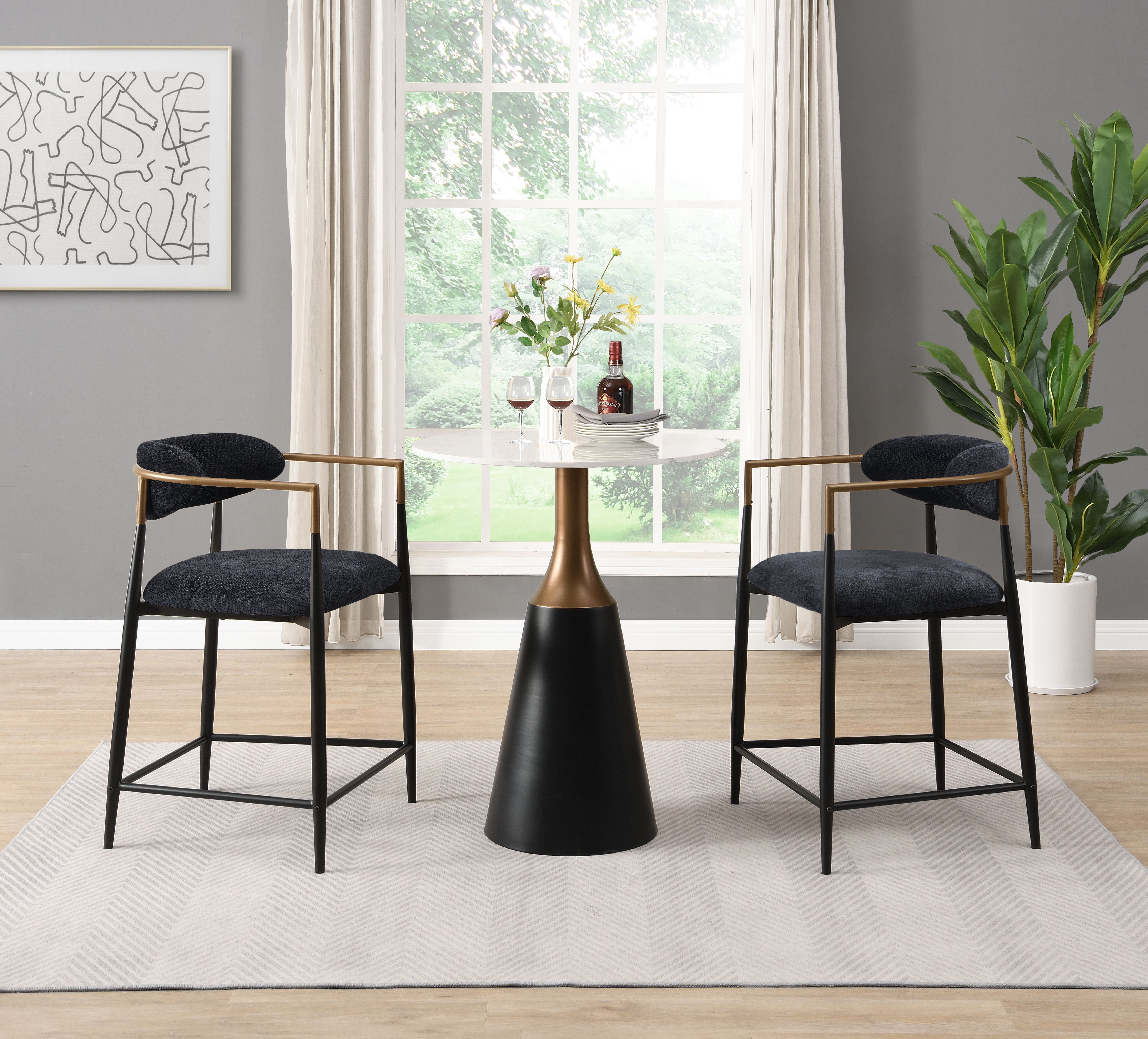 Acme Nolan Round Pedestal Dining Table, White Marble