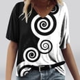 thumbnail image 2 of T-shirt Ample Décontracté à Col en V à Manches Courtes pour Femmes avec Imprimé, 2 of 4