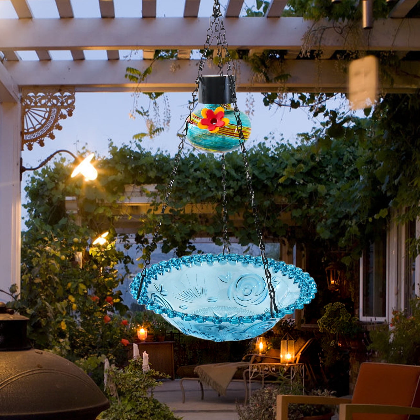 Hanging Bird Feeder,Versatile Bird Bath Tray for Outdoor,Beautiful Birds Attract and Feeding Device,Suitable for Garden and Courtyard