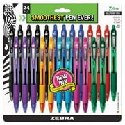 Zebra Z-Grip Ballpoint Pen, Retractable, Medium 1 mm, Assorted Business/Artistic Ink Colors, Clear Barrel, 24/Pack (12223)