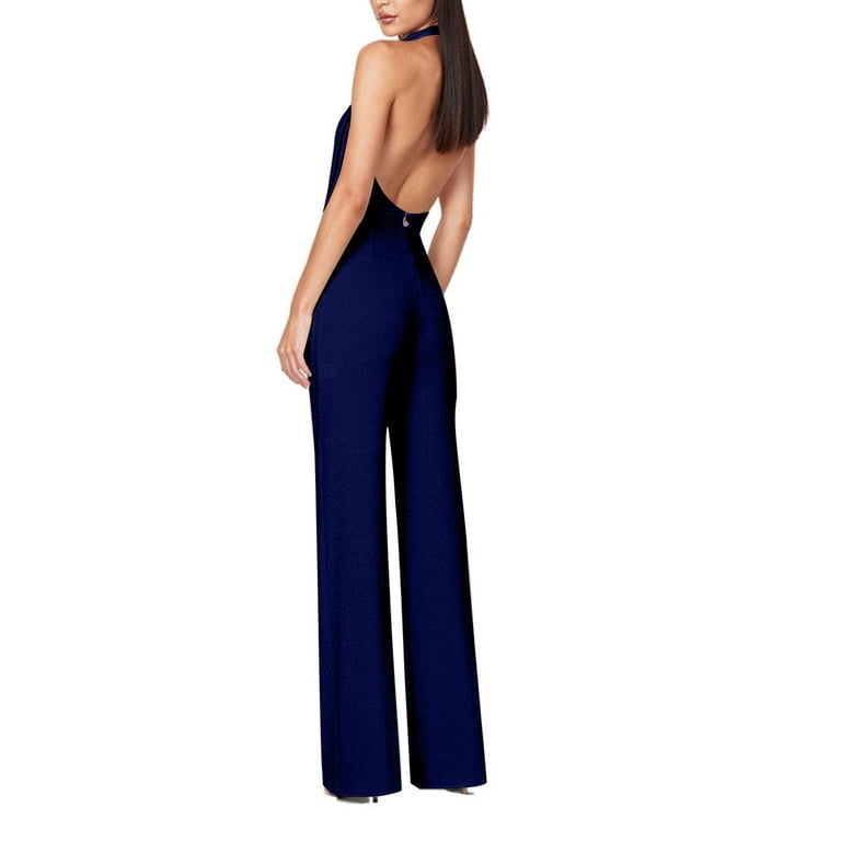 Zpanxa High Waisted Sequin Romper 4-Way Stretch Fabric Off Shoulder Bodycon Jumpsuit for Women All Night Comfort Party Wear Dark Blue XL, Women's