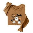 thumbnail image 2 of Nmnitkp Women's 2025 Halloween Oversized Sweatshirt Fall Crewneck Long Sleeve Shirts Casual Pullover Hoodless Sweatshirts Brown,L, 2 of 4