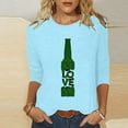 thumbnail image 2 of Pompotops T-Shirt d'Été Décontracté pour Femmes Imprimé Bière Col Rond Manches 3/4 Ample en Solde, 2 of 5