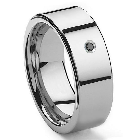 Titanium Kay Tungsten Carbide Black Diamond 10MM Flat Comfort Fit Mens Wedding Band Ring Sz 10.0