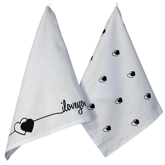 2- Piece Count, MDK Creative Gifts, White Flour Sack Kitchen Towels Set