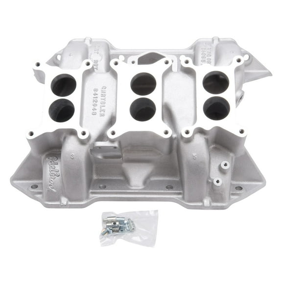 Edelbrock 2475 Dual-Quad Intake Manifold; Satin Finish; 2500-6500 rpm; CH-6B Chrysler 6-Pack; Non-EGR; For 3x2 bbl Carbs;
