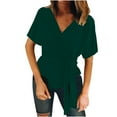 thumbnail image 1 of Cárdigan de manga corta cómodo de verano para mujer Blusa superior de color sólido con cordones Pompotops  qwe20427, 1 of 7