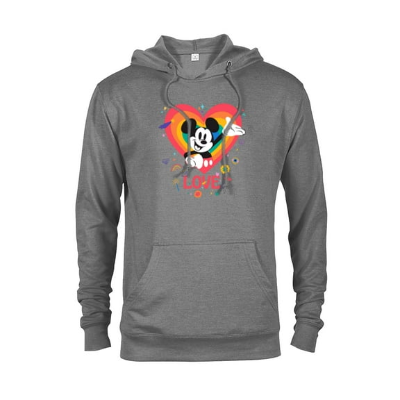 Disney Mickey Mouse Pride Rainbow Love Heart Doodles - Pullover Hoodie for Adults - Customized-Graphite Heather