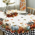 thumbnail image 3 of Fall Pumpkin Tablecloth Thanksgiving Autumn Buffalo Plaid Table Cloth 60"x84", Waterproof and Reusable Table Cover for Fall Harvest Party Decoration, 3 of 6