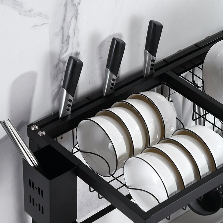PXRACK Dish Drying Rack, Dish Rack for Kitchen Counter with Utensil Holder, Space-Saving Durable Dish Drainer Organizer with