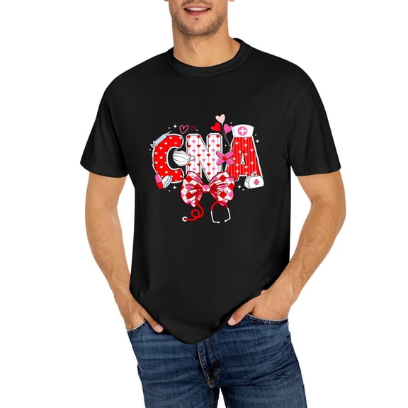 CNA Valentine Certified Nursing Assistant Valentines Day T-Shirt, OdeJous Funny T-Shirt Black, S