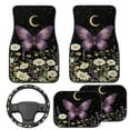 thumbnail image 2 of Pzuqiu Car Floor Mats Full Set 5 Pcs Car Steering Wheel Cover Purple Butterfly Daisy All Weather Full Set Front & Rear Floor Mats Easy to Install Removable Auto Accessories for SUV, Van,Sedan,Truck, 2 of 6