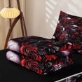 thumbnail image 6 of Homewish Spooky Halloween Skull Zipper Queen Comforter Set with Fitted Sheet and 2 Pillowcases,Red Rose Floral Zipper Bedding Set,Black Reversible,4pcs, 6 of 8