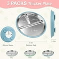 thumbnail image 3 of CLEANCOOLStainless Steel Toddler Plates Silicone Suction,3 Packs Non-Slip Baby Plates,Divided Portion,Food-Grade Silicone Plate for Kids,LEAD-FREE Dishwasher Safe, Green Blue Pink, 3 of 10