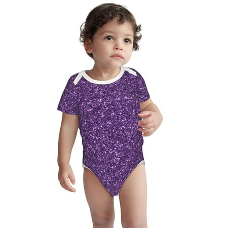 

Kdxio Purple Glitter Pattern Unisex Baby Cotton Short Sleeve Bodysuits-3 Months