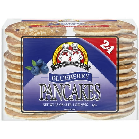 De Wafelbakkers Blueberry Pancakes, 33 oz, 24 Ct Bag (Frozen)
