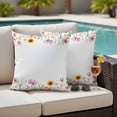thumbnail image 2 of Outdoor Pillow Cover Yellow Sunflower Set of 2 Waterproof Throw Pillowcases Pink Purple Daisy Decorative Patio Furniture Pillows for Couch Garden Indoor & Outdoor Use, 2 of 9