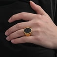 thumbnail image 2 of Men's Signet Ring Gold Plated Tungsten Carbide Ring Green Malachite/black Surface Size 7-12, 2 of 5
