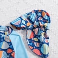 thumbnail image 5 of NIEWTR Toddler Baby Boy UPF 50+ Sun Protection One Piece Rashguard Swimsuit with Hat(Blue,6-12 Months), 5 of 6