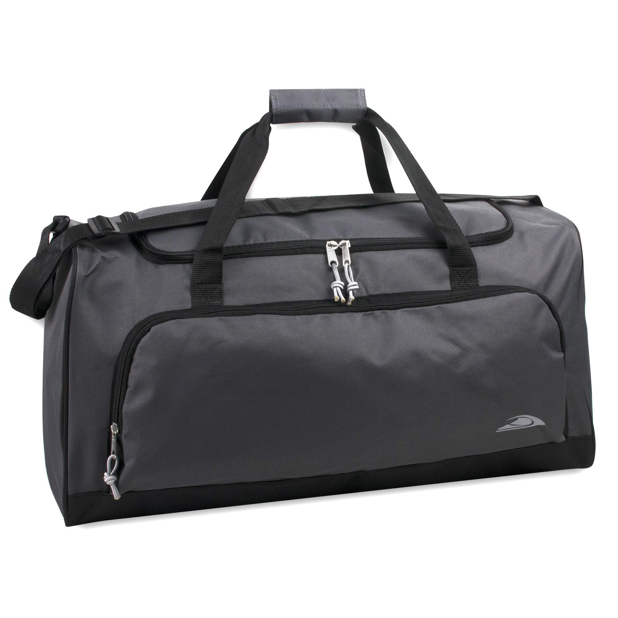 24 Pack 55 Liter Capacity Unisex Duffel Bags with Handle and Luggage Shoulder Strap for Gym, Travel and Commuting in Gray