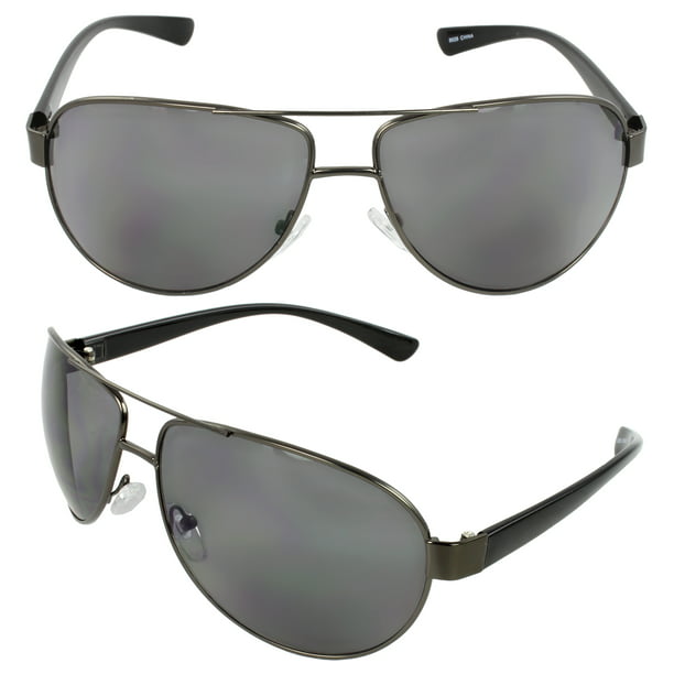 Pilot Fashion Aviator Sunglasses Black Frame Smoke Lenses for Men and ...