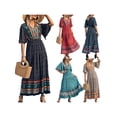 thumbnail image 1 of SUNSIOM Femmes Robe d'Été Longue Boho Imprimé Manches Courtes V Cou Plage Vacances Robes Élégantes, 1 of 8