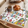 thumbnail image 3 of Children's Day Placemats Set of 4 Car Tree Stars Modern Abstract Art Cartoon Place Mats Indoor Wipeable Table Mats Washable Dining Table Placemats for Kitchen Holiday Party Home Decor 13x19 Inch, 3 of 9