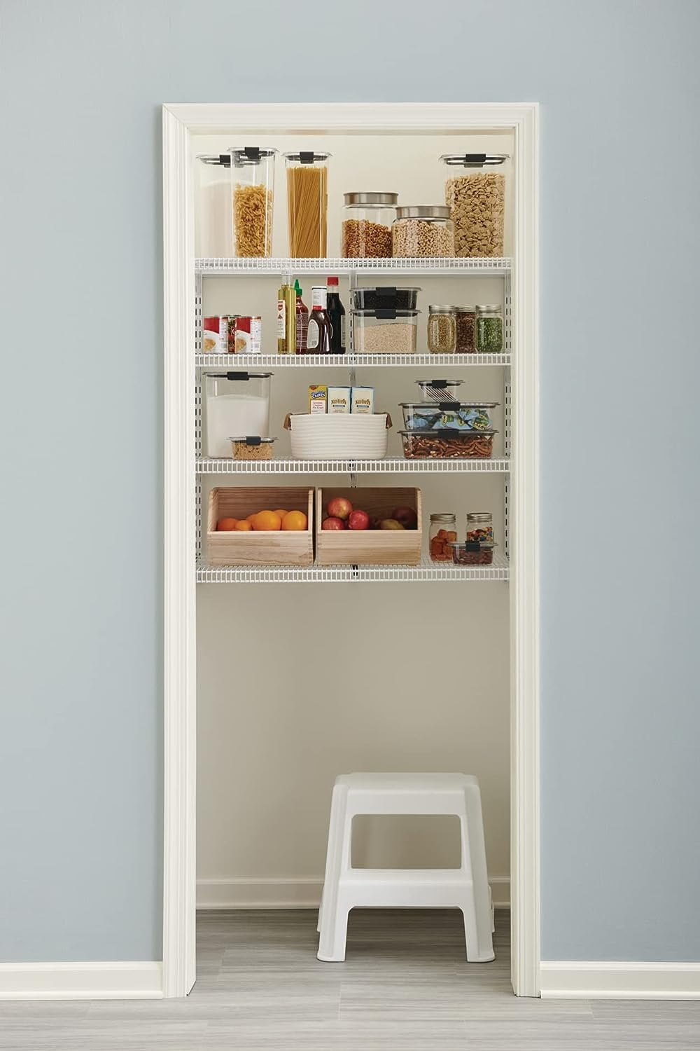 Rubbermaid Pantry 36 Closet Storage Organization System Kit, 4 Shelf  System for Pantry Storage, White 
