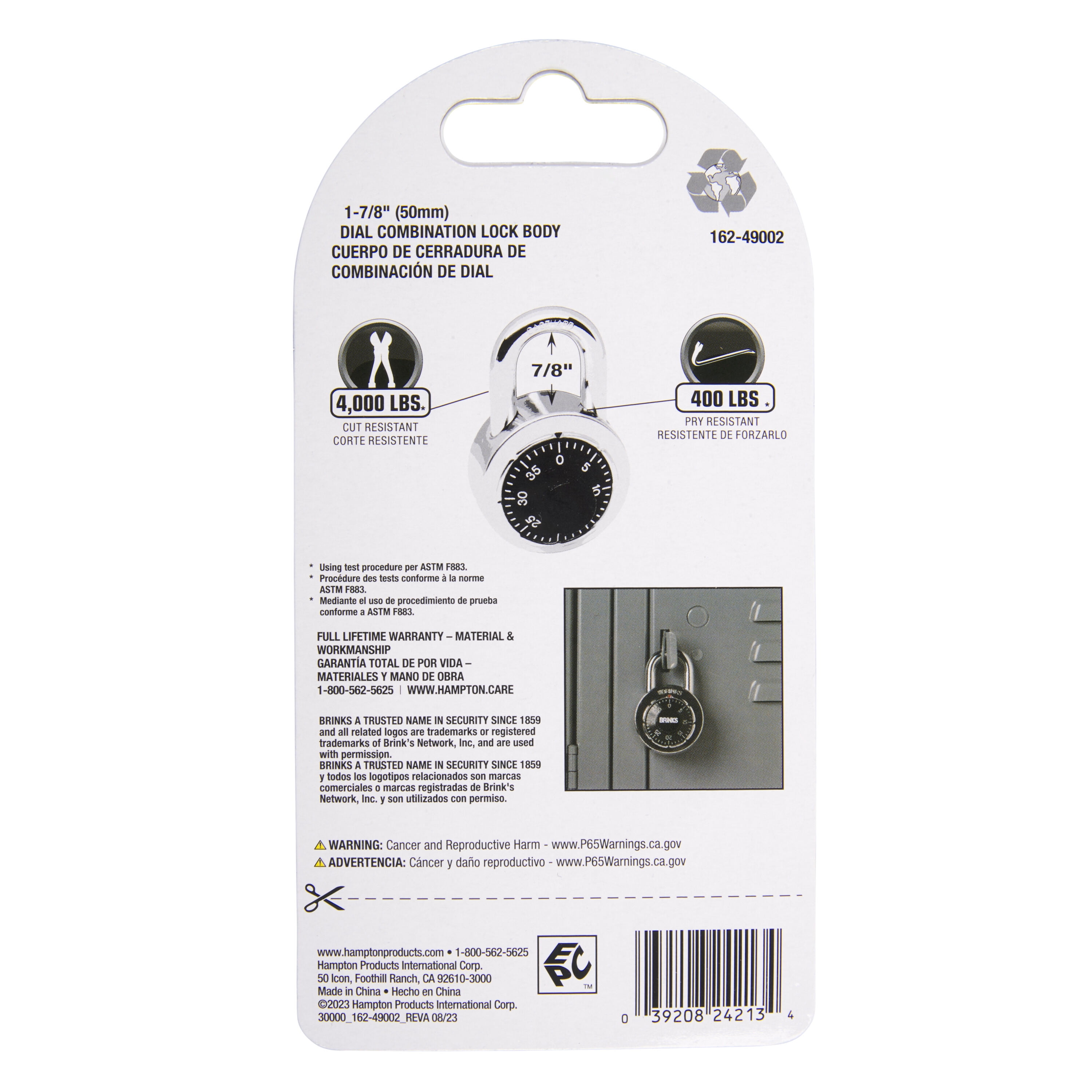 (6 pack) Brinks 50mm Steel Dial Combination Padlock with 1in Shackle