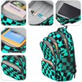 thumbnail image 4 of Cyan and Black Wavy Checkered Pattern Backpack for School, Cute School Bag with Adjustable Shoulder Straps and Padded Back, 16.9"x12.6"x5.9", 4 of 5