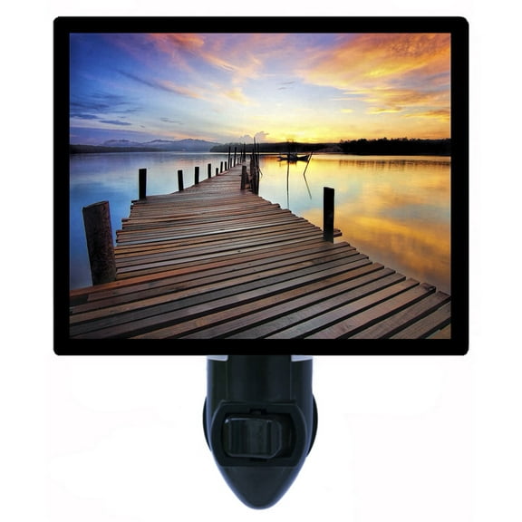 Night Light - Peaceful Dock. | Lake Theme, Includes Free Switchable Insert, 4W Bulb, E12 Base
