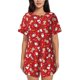 thumbnail image 1 of Fotbe Christmas Santa Cartoon Snowman A Conjunto de Pijama Estampado para Mujer, 2 Piezas, Ropa de Dormir con Camiseta de Manga Corta y Shorts Suaves-Large, 1 of 6
