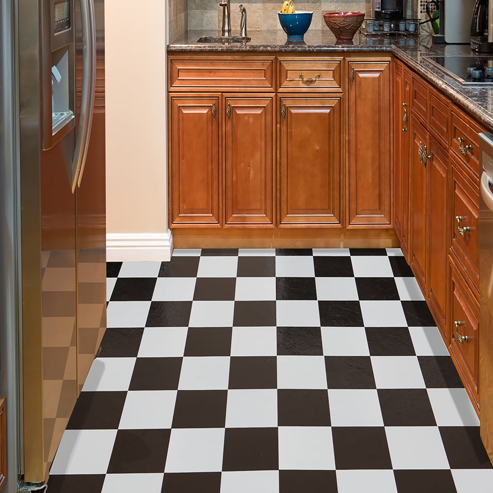 Ergode Tivoli Black & White 12x12 Self Adhesive Vinyl Floor Tile - 45 Tiles/45 sq. Ft