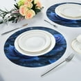 thumbnail image 4 of 15.4" Round Placemat Set of 6 Polyester Fabric Place Mats Non-Slip Dining Kitchen Table Mats for Kitchen Party Decor Blue Rose Pattern, 4 of 5