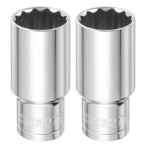 Uxcell 2pcs 12 Points Socket 1/2" Drive 27mm Metric Deep Impact Socket